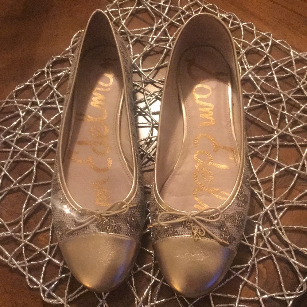 Gold metallic ballet flats